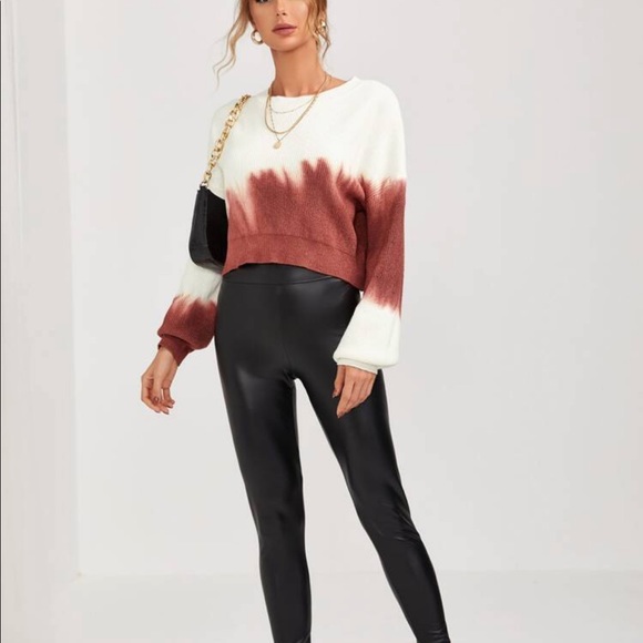 Watercolor Tie Dye Ribbed Knit Cropped Sweater - Picture 5 of 6